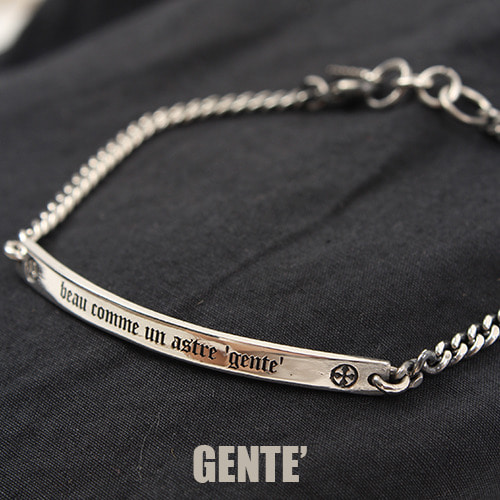 [GENTE] Slogan carve Bracelet (ALL SILVER)