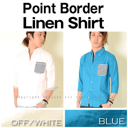 [SHAGGY]Point Border Linen Shirts 포인트7부 린넨셔츠