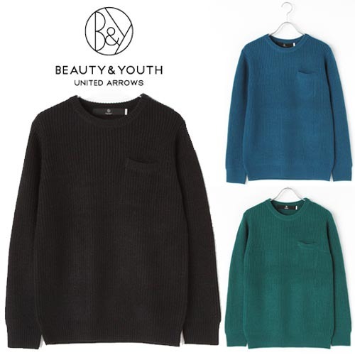[BEAUTY&amp;YOUTH/UNITED ARROWS]Pocket Crew Knit T 뷰티앤유쓰 포켓니트티