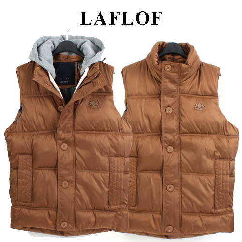 [LAF LOF] Padding Hood Button Vest 패딩후드조끼(후드탈부착)