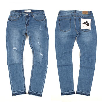 [CHENMEIGEN] L.BLUE Washing Skinny Jeans 밑단프리 워싱스키니진