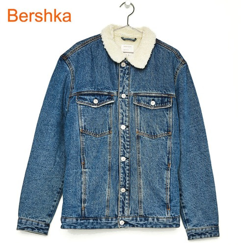 [Bershka] Denim jacket with faux shearling lining