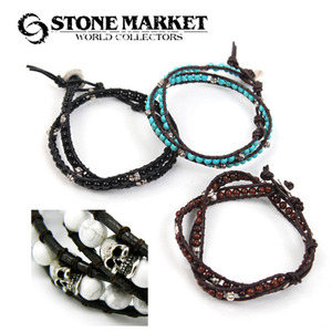 [STONE MARKET]Double Skull Bracelet 일본직수입 해골스톤팔찌