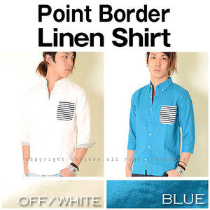 [SHAGGY]Point Border Linen Shirts 포인트7부 린넨셔츠