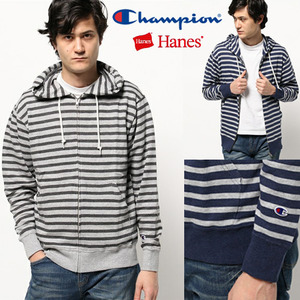 [Champion×Hanes] Stripe Basic Hood Zip-Up 챔피온×하네스 후드집업