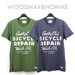 [WOODMAX&amp;HOMME]Bicycle Repair Print T 우드맥스옴므 NAVY/L