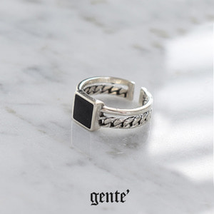 [GENTE]  Pascal Square Double chain ring NO.2 사각오닉스 더블체인 실버링