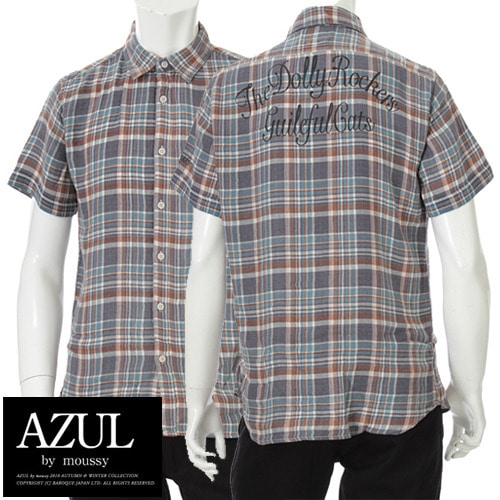 [AZUL/STOOGE&amp;CO] 일본직수입 아줄 체크반팔 코튼셔츠