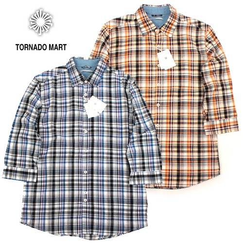 [TORNADO MART/BLUE TORNADO]Check 4/3 Slim Shirts 7부체크셔츠